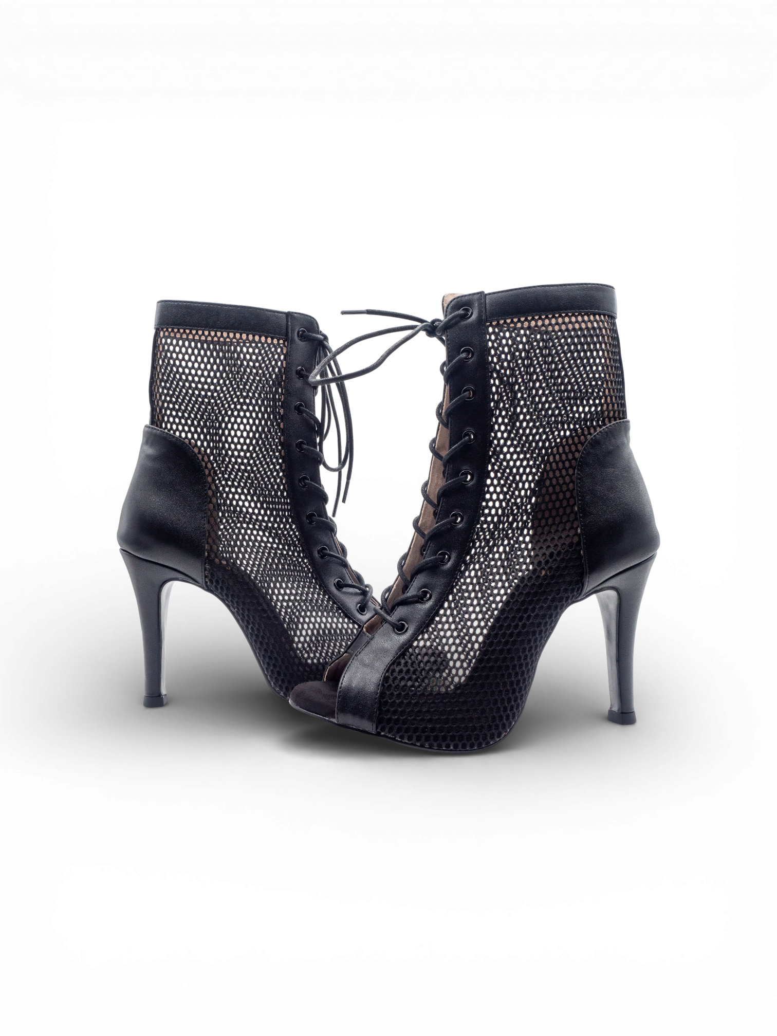 LRHeels High Heels Black Queen Leather Mesh In Memory Foam - Tacco 9,5 cm