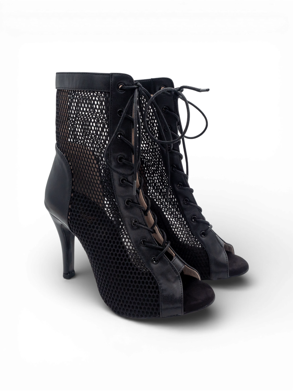 LRHeels High Heels Black Queen Leather Mesh In Memory Foam - Tacco 9,5 cm