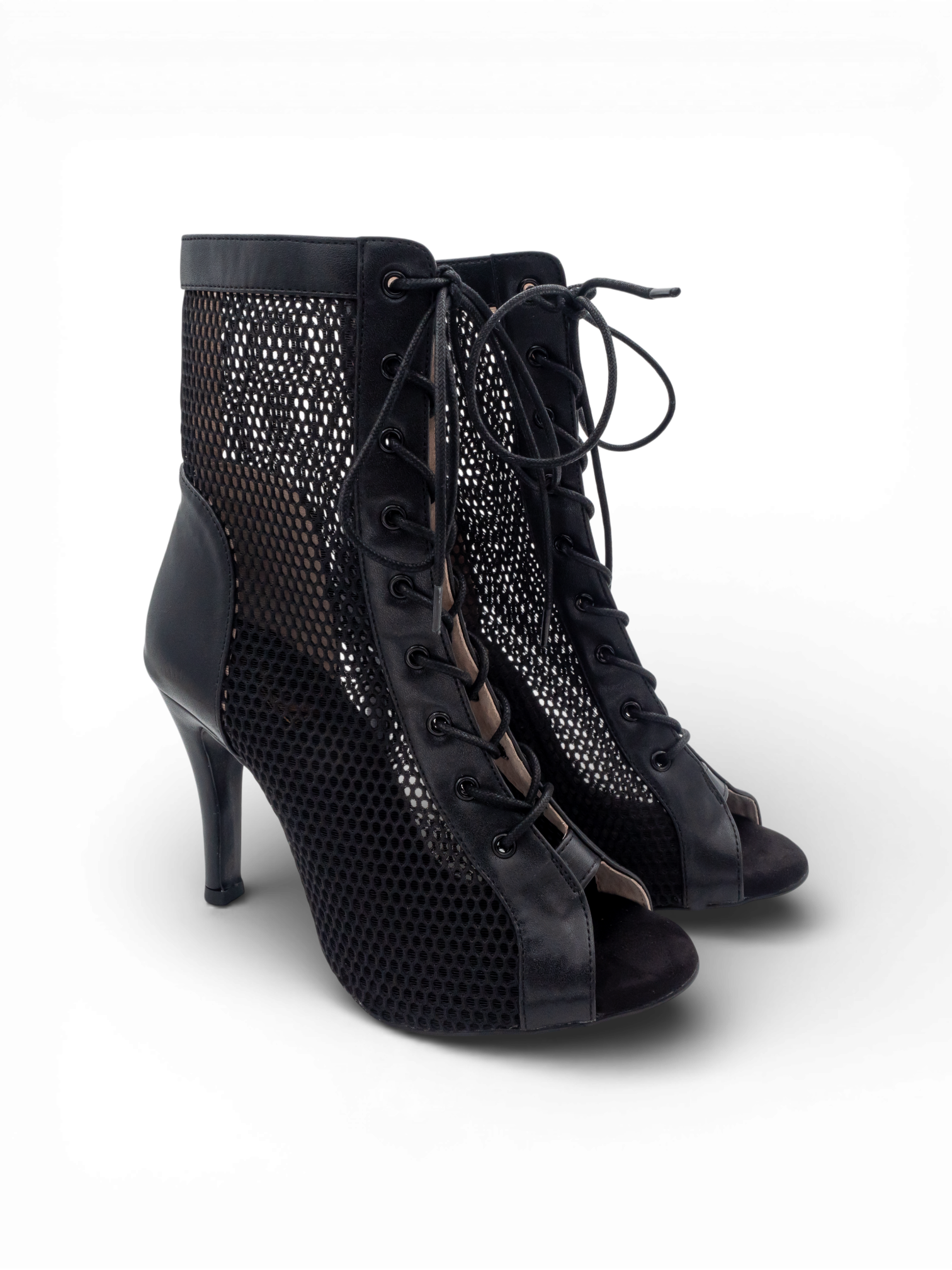 LRHeels High Heels Black Queen Leather Mesh In Memory Foam - Tacco 9,5 cm