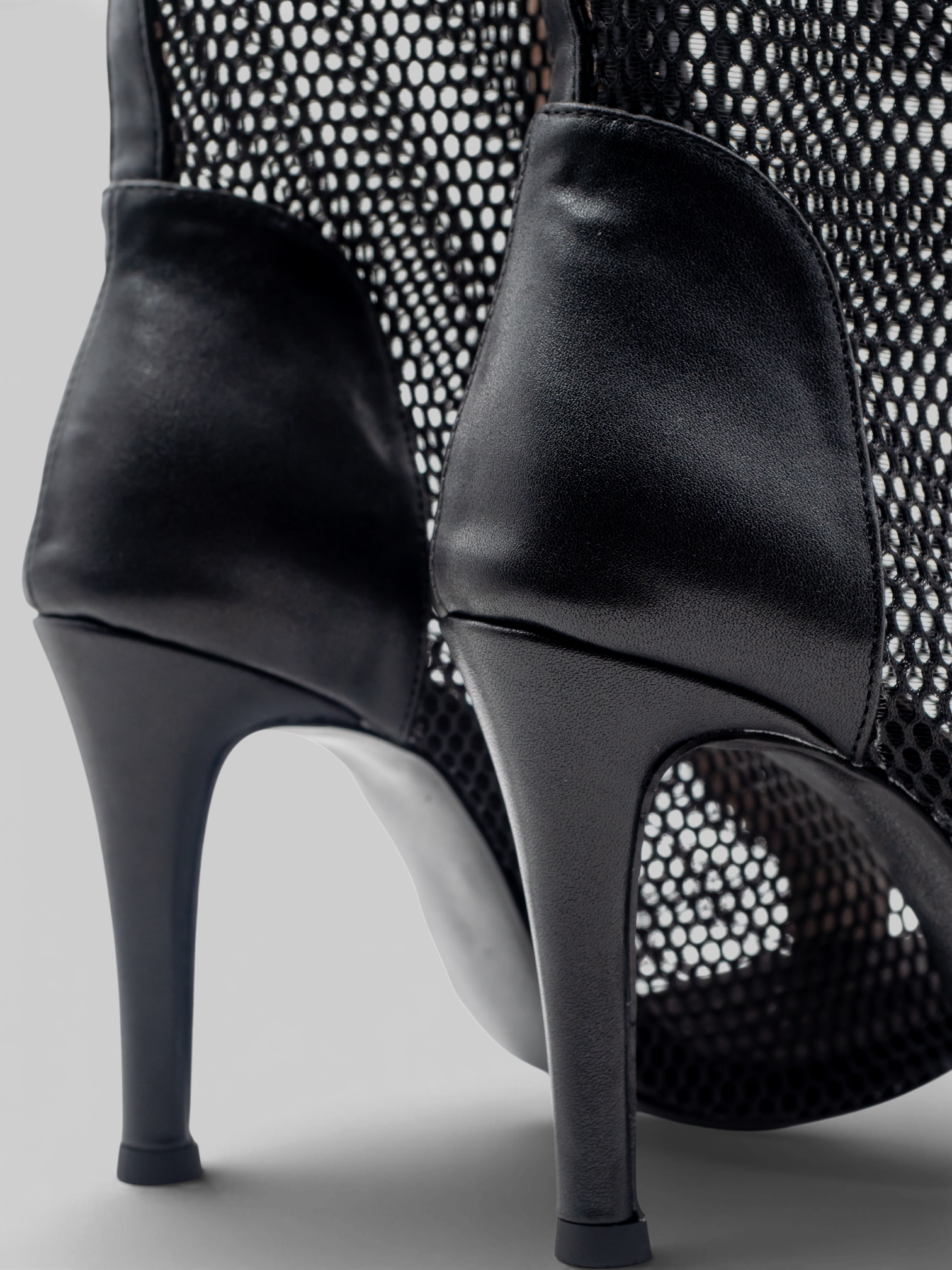 LRHeels High Heels Black Queen Leather Mesh In Memory Foam - Tacco 9,5 cm