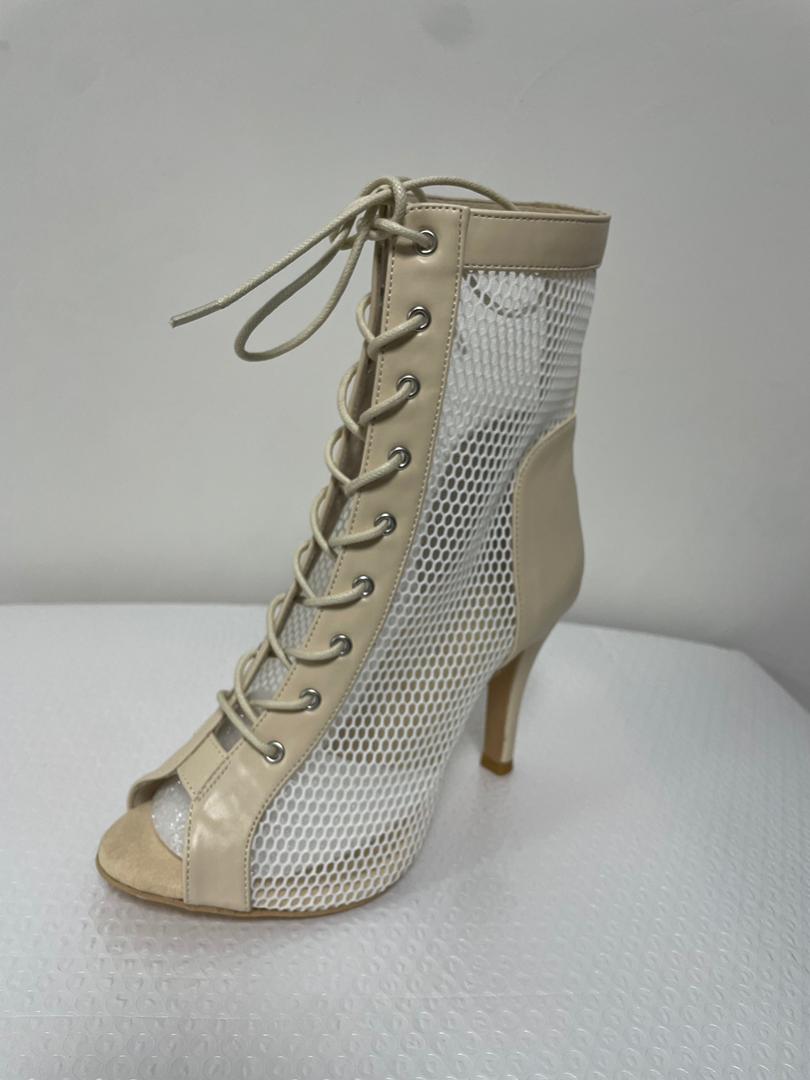 Scarpe High Heels Beige In Memory Foam con rete 3D - Tacco 9,5 cm