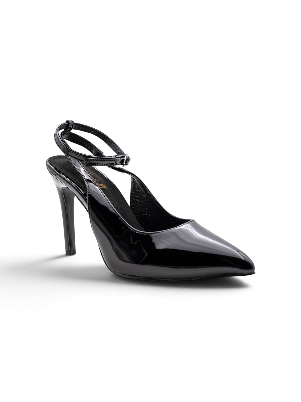 LRHeels Slingback Nero Black Royale Leather In Memory Foam - Tacco 10 cm