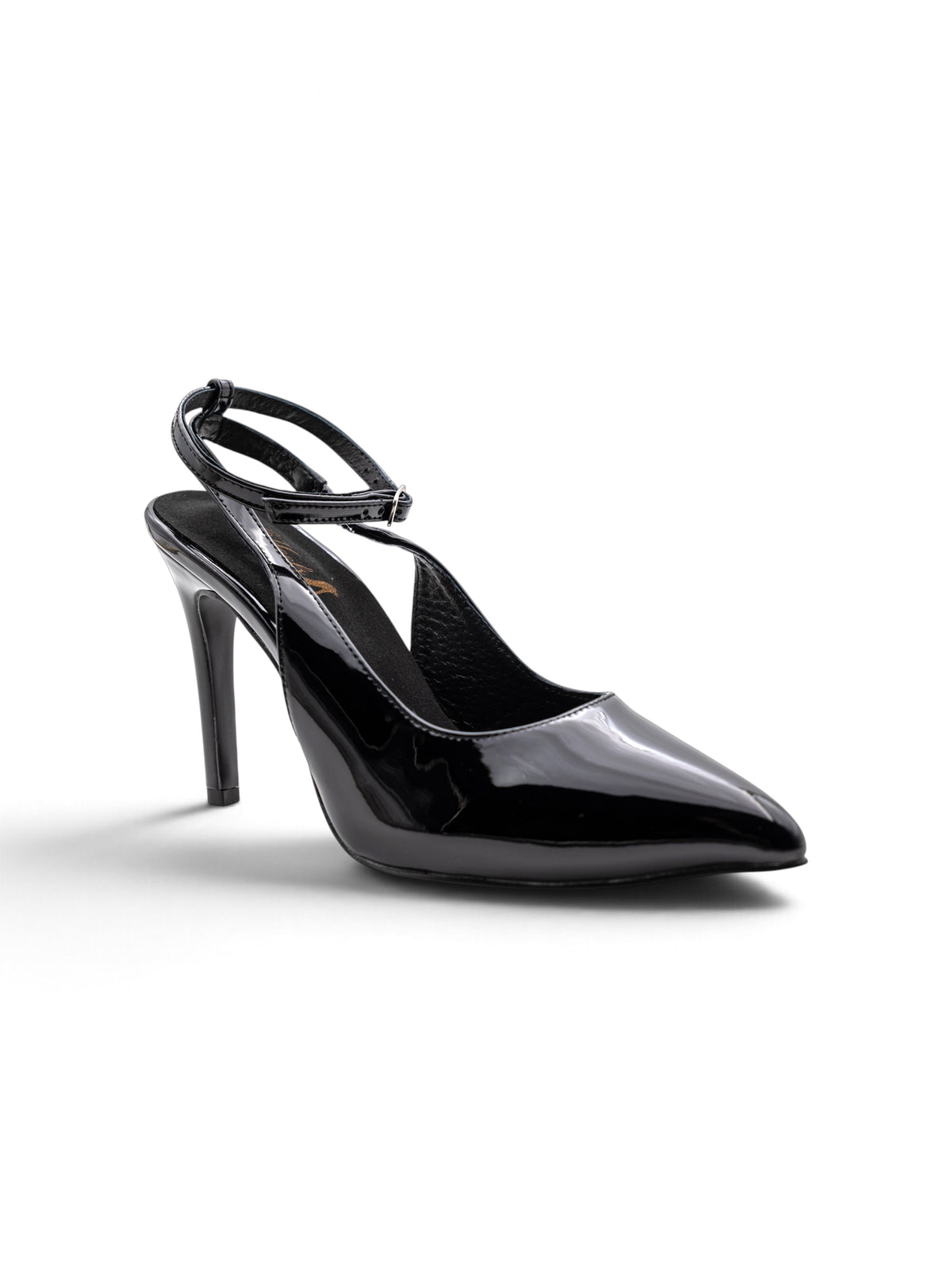 LRHeels Slingback Nero Black Royale Leather In Memory Foam - Tacco 10 cm