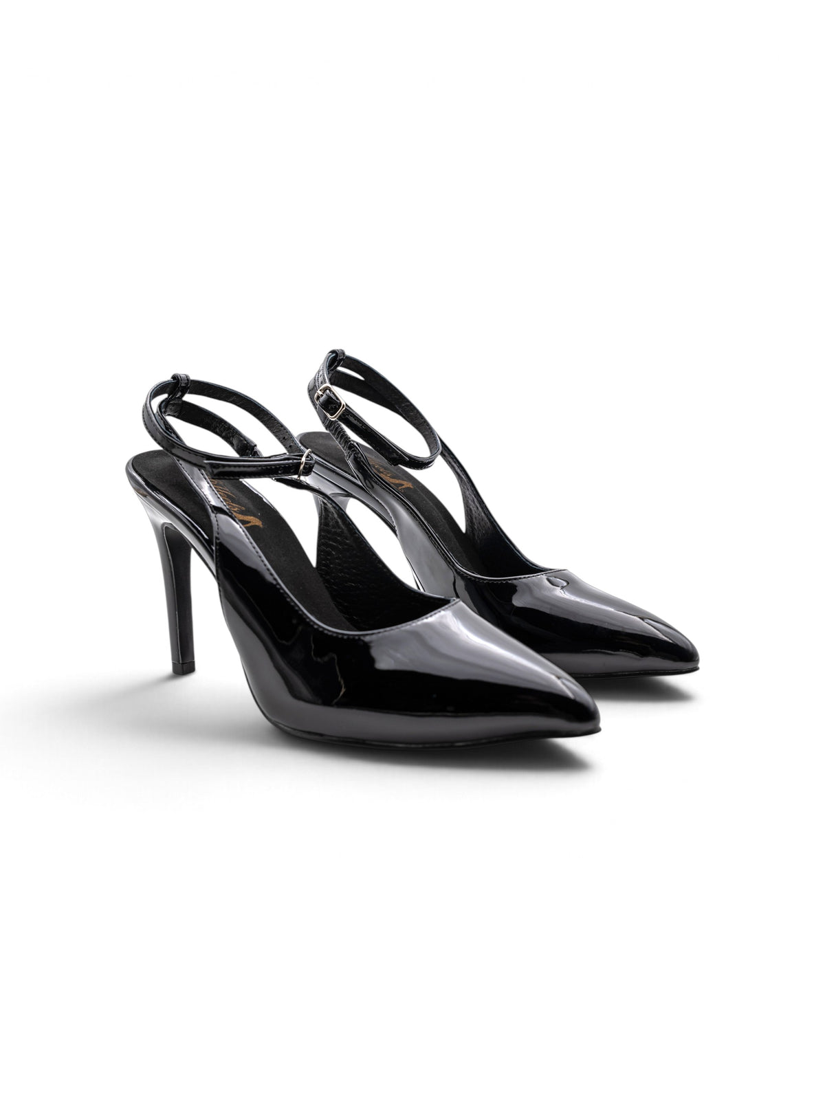 LRHeels Slingback Nero Black Royale Leather In Memory Foam - Tacco 10 cm