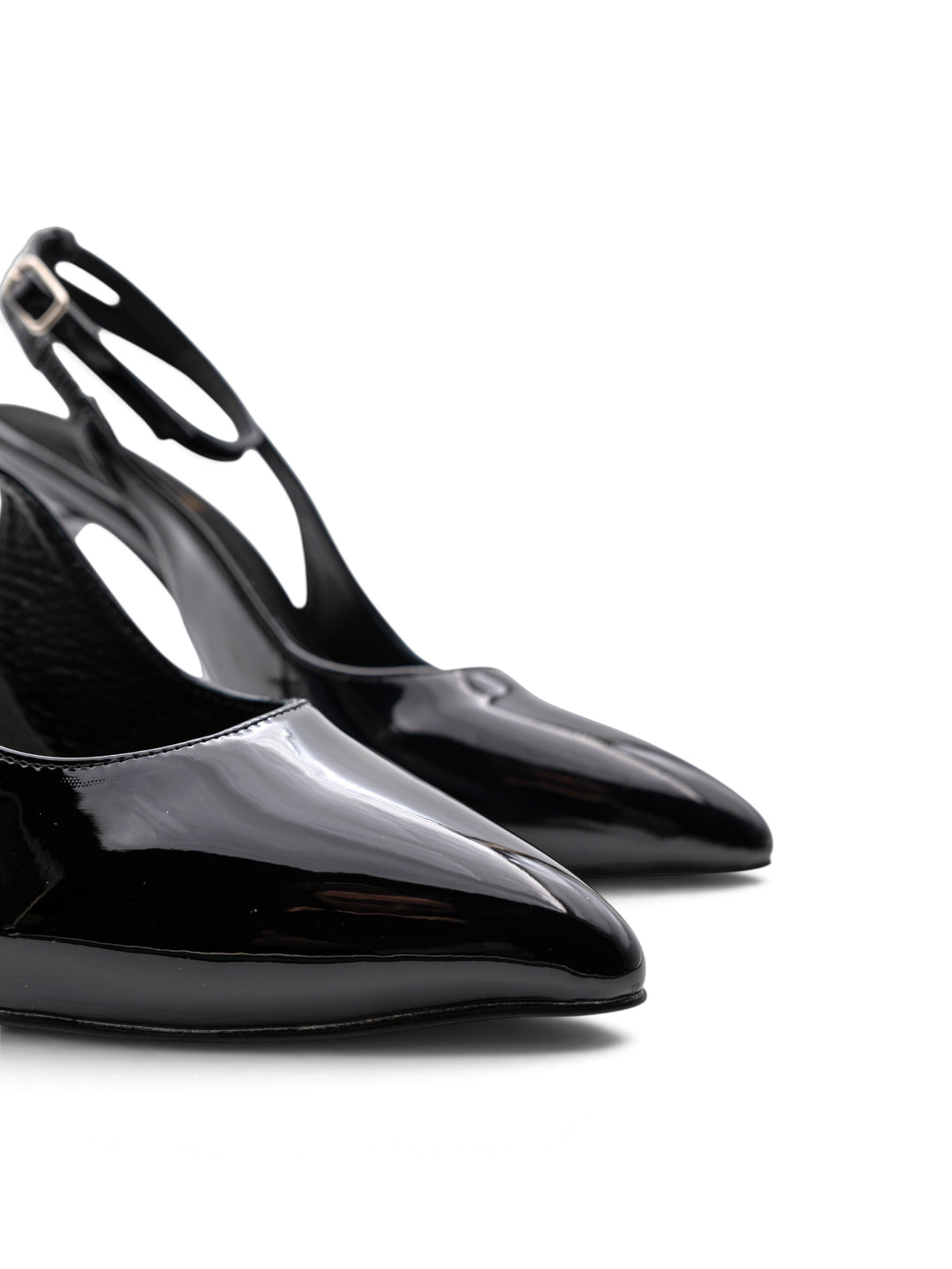 LRHeels Slingback Nero Black Royale Leather In Memory Foam - Tacco 10 cm