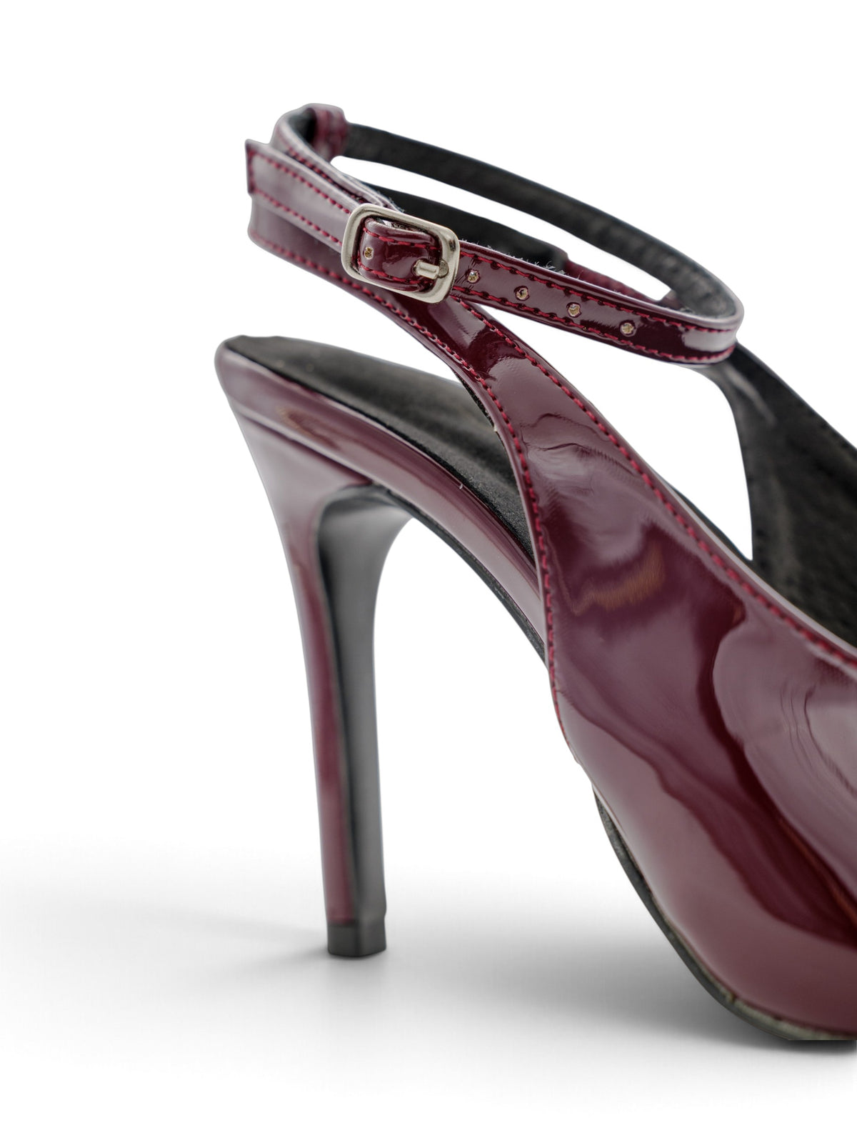LRHeels Slingback Bordeaux Wine Royale Leather In Memory Foam - Tacco 10 cm