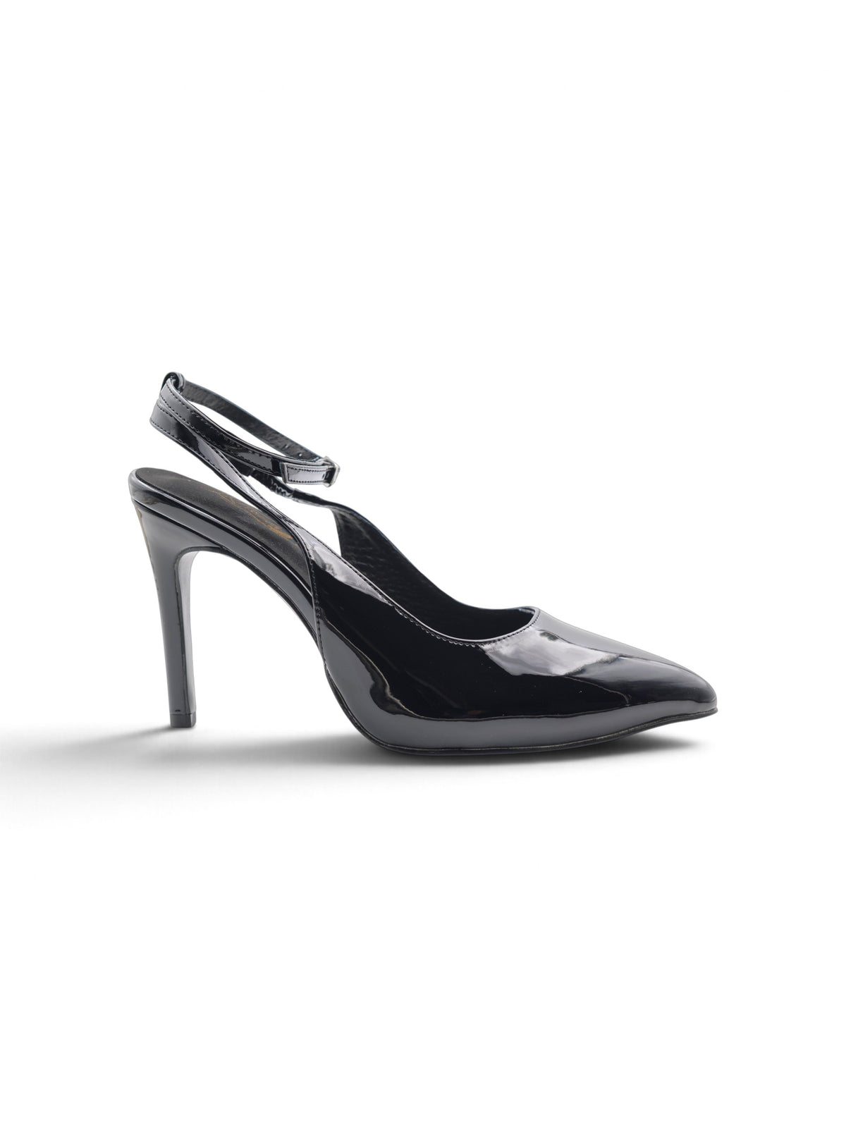 LRHeels Slingback Nero Black Royale Leather In Memory Foam - Tacco 10 cm